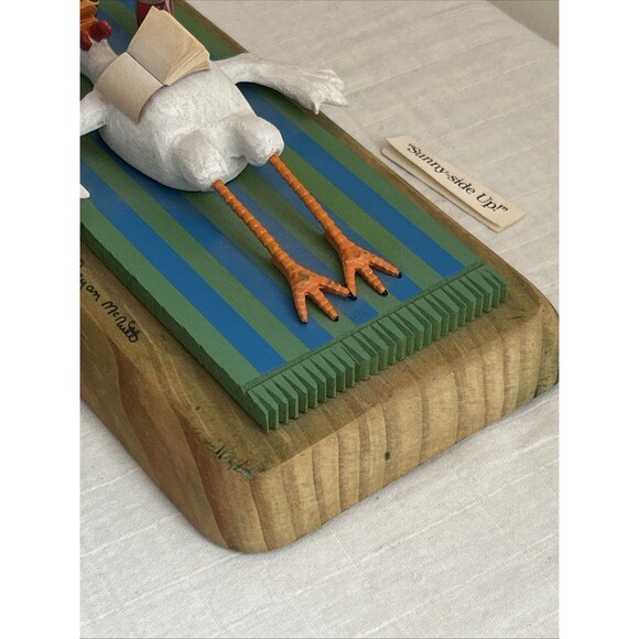 Vintage Bryan McNutt Dept56 Whimsical Chicken “sunny side Up” Folk Art Beach Fun - Picture 3 of 6